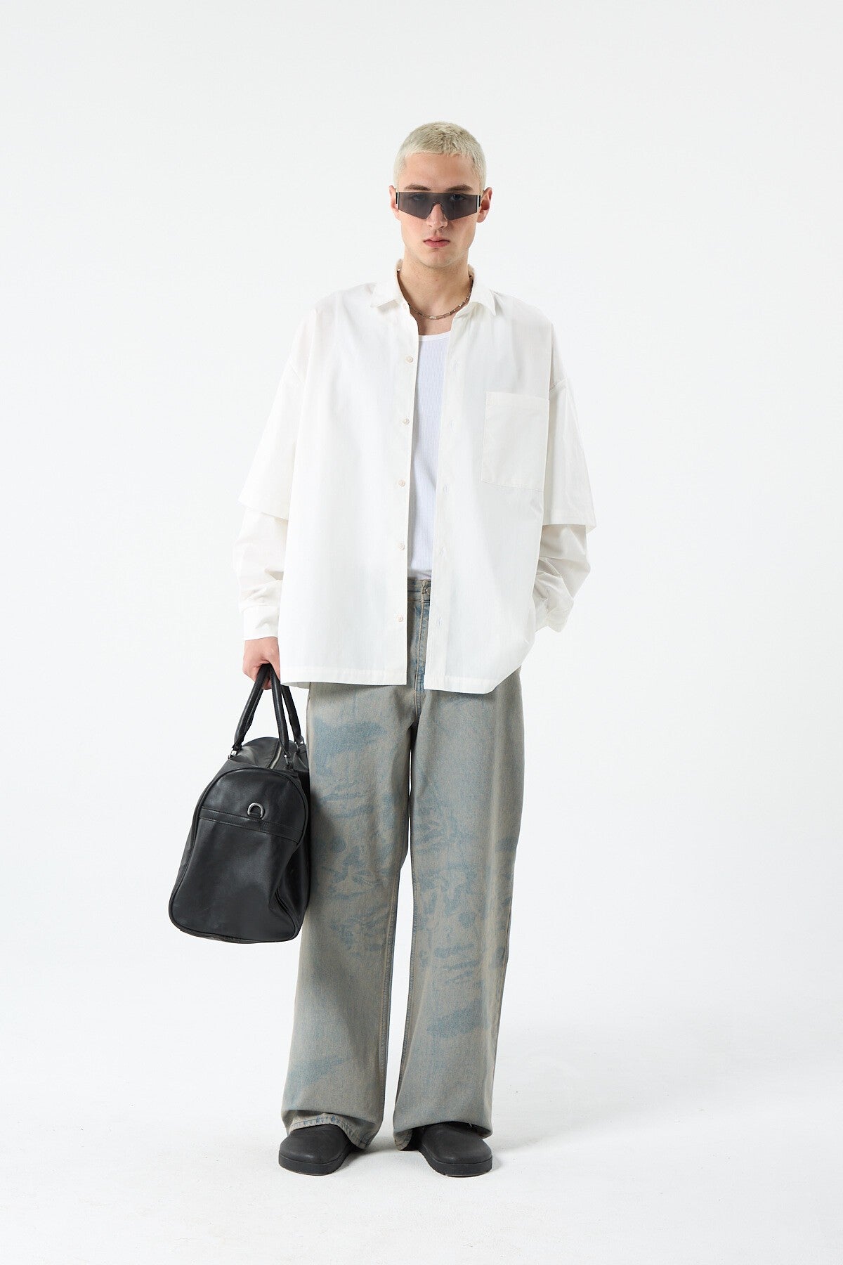 Oversized Long-Sleeve Shirt with Double-Sleeve Detail