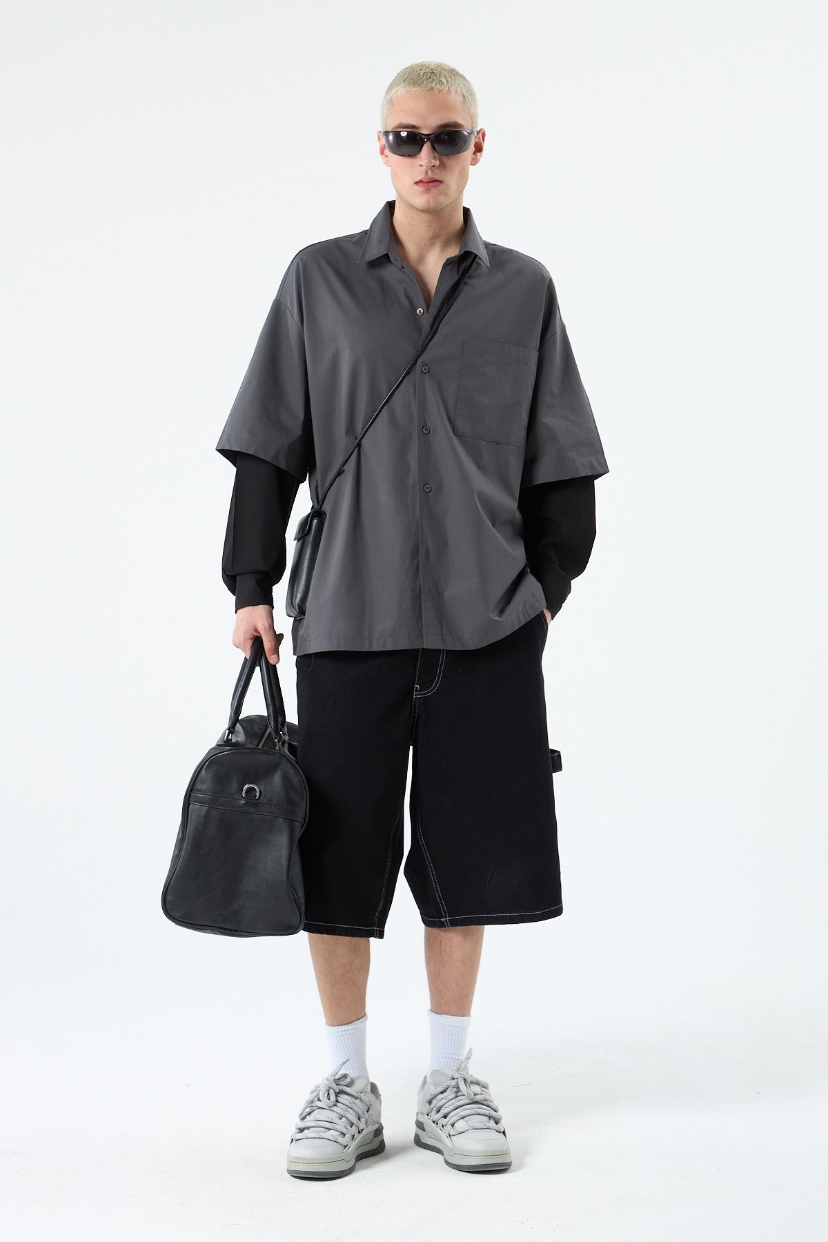 Oversized Long-Sleeve Shirt with Double-Sleeve Detail