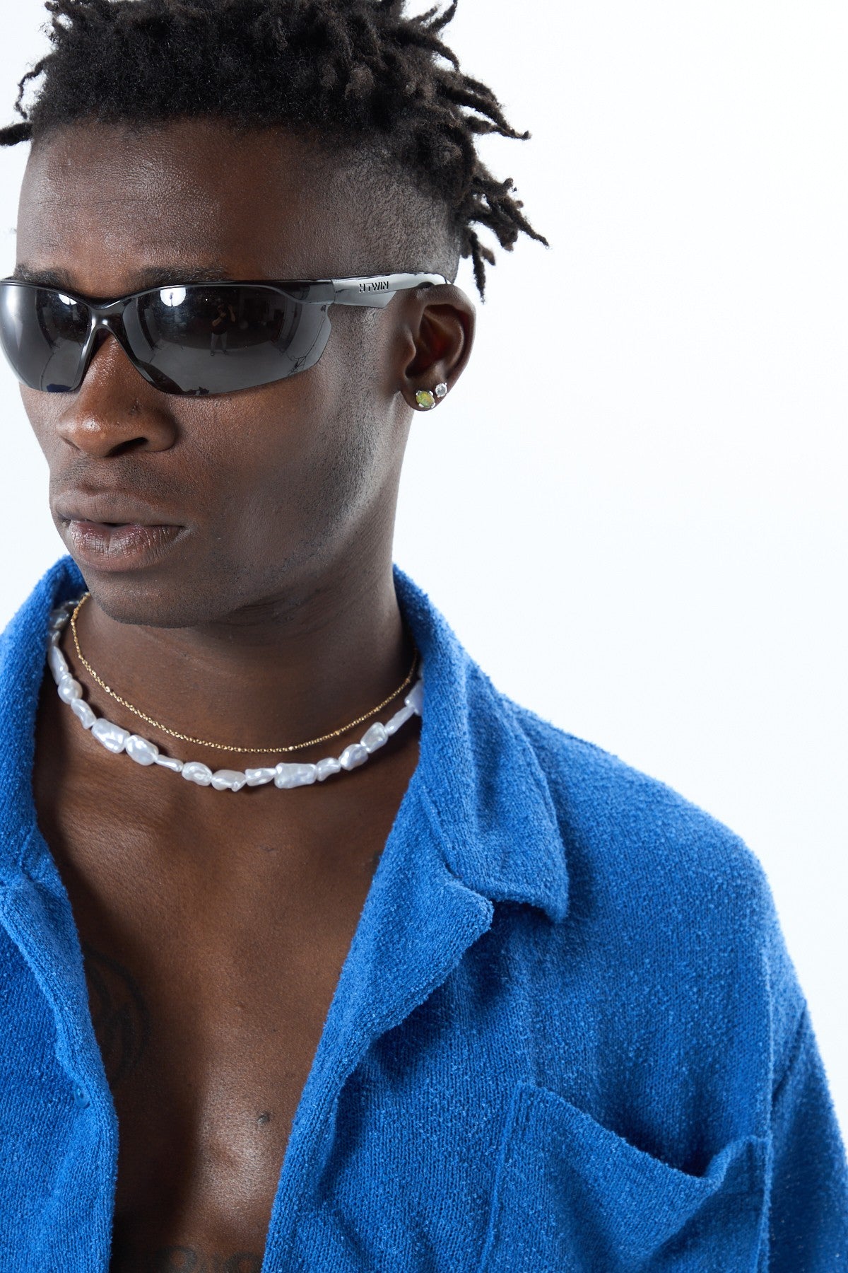 Oversized Towel-Weave Short-Sleeve Single-Pocket Shirt