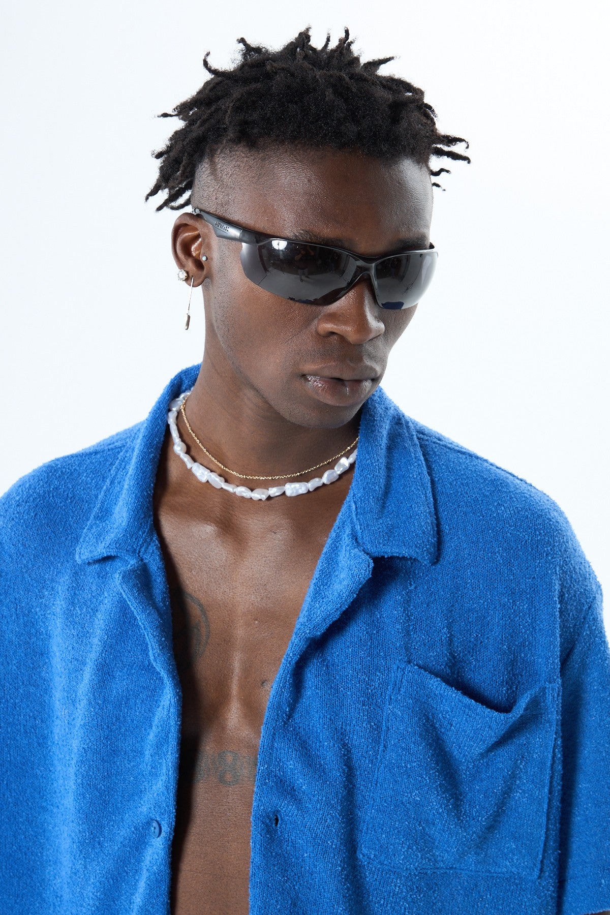 Oversized Towel-Weave Short-Sleeve Single-Pocket Shirt