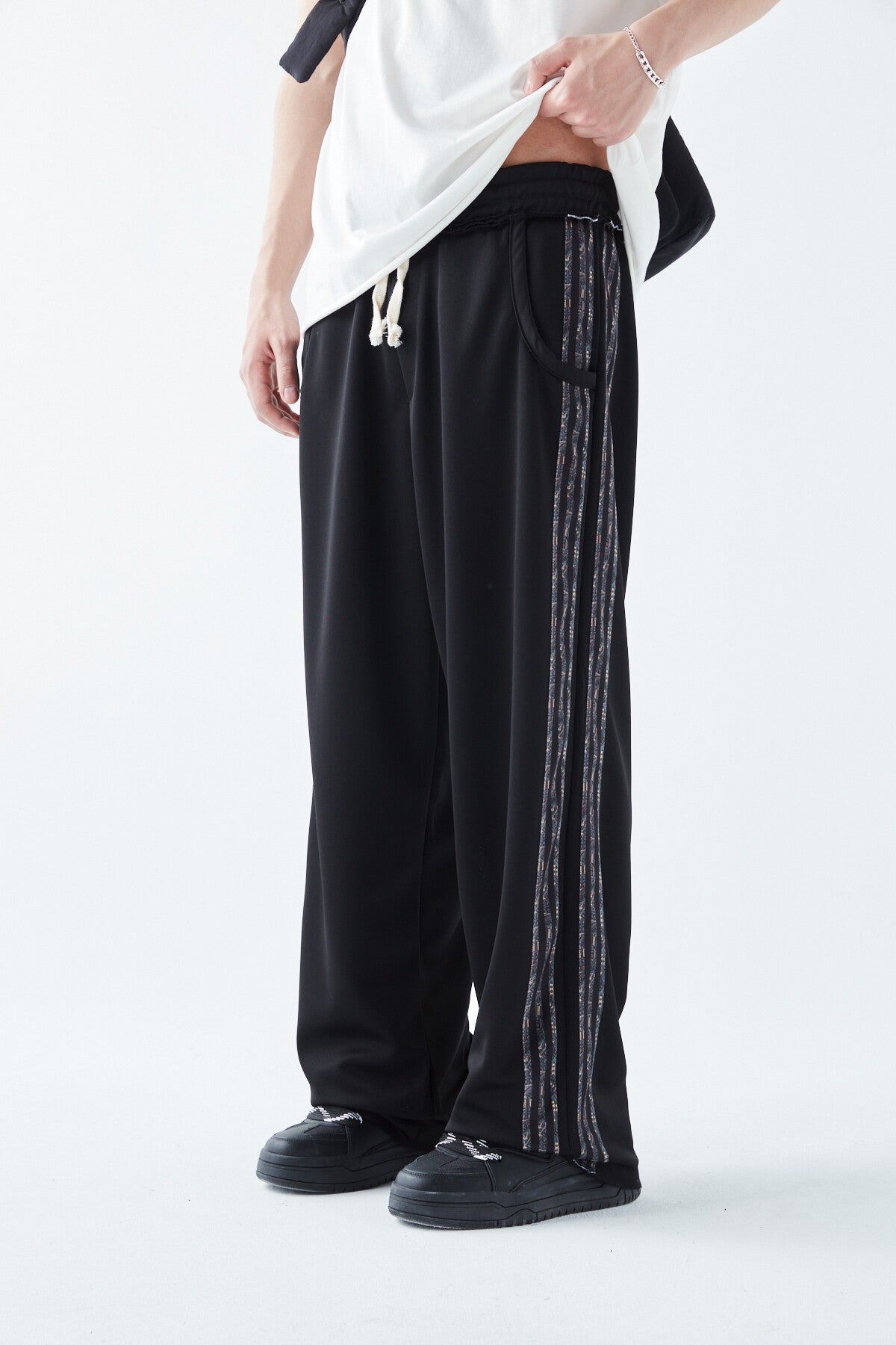 Baggy Sweatpants with Striped Details