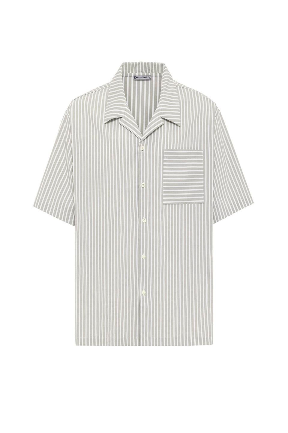 Striped Short-Sleeve Oversized Shirt