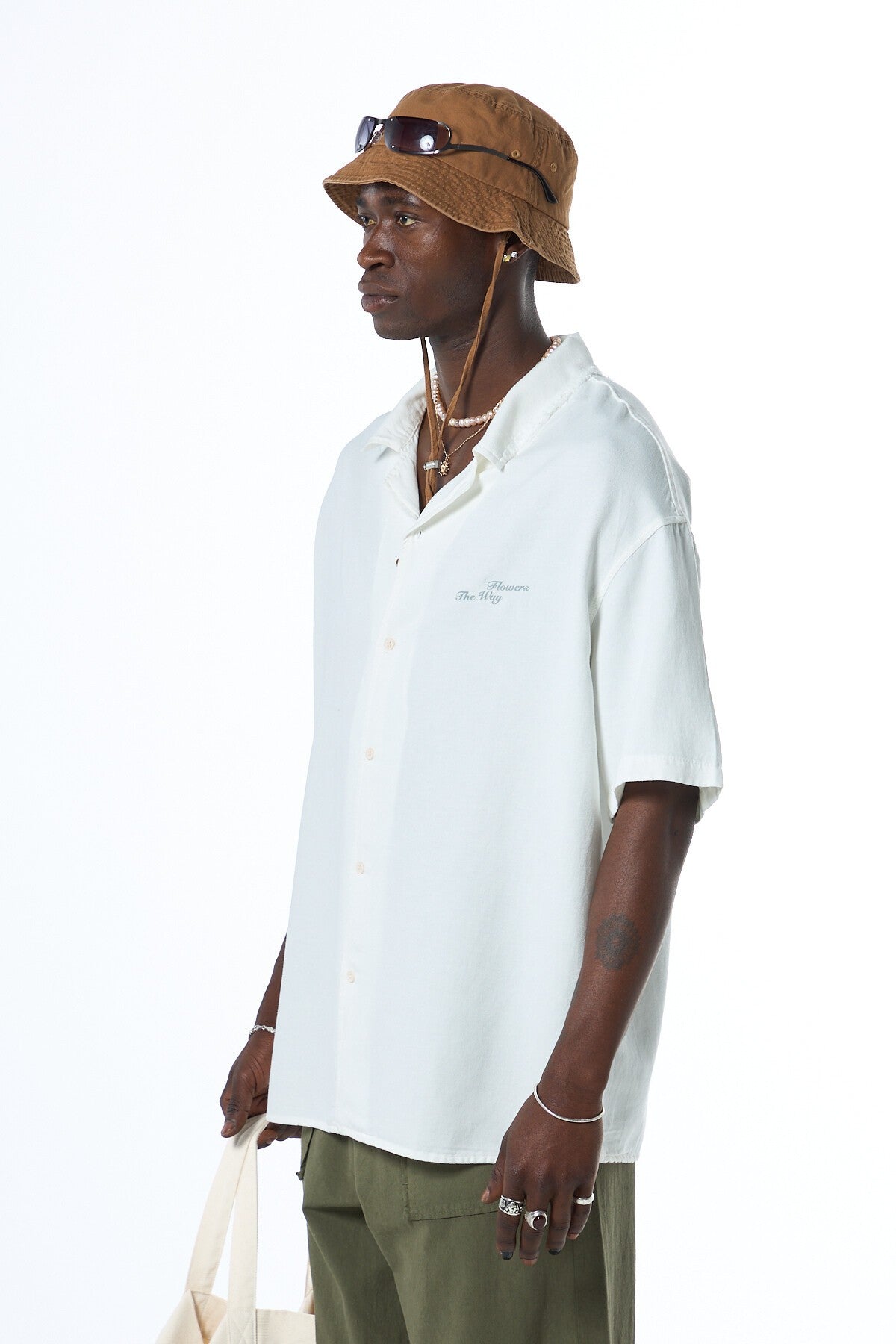 Oversized Short-Sleeve Shirt with Back Print, No Pockets, Washed Finish