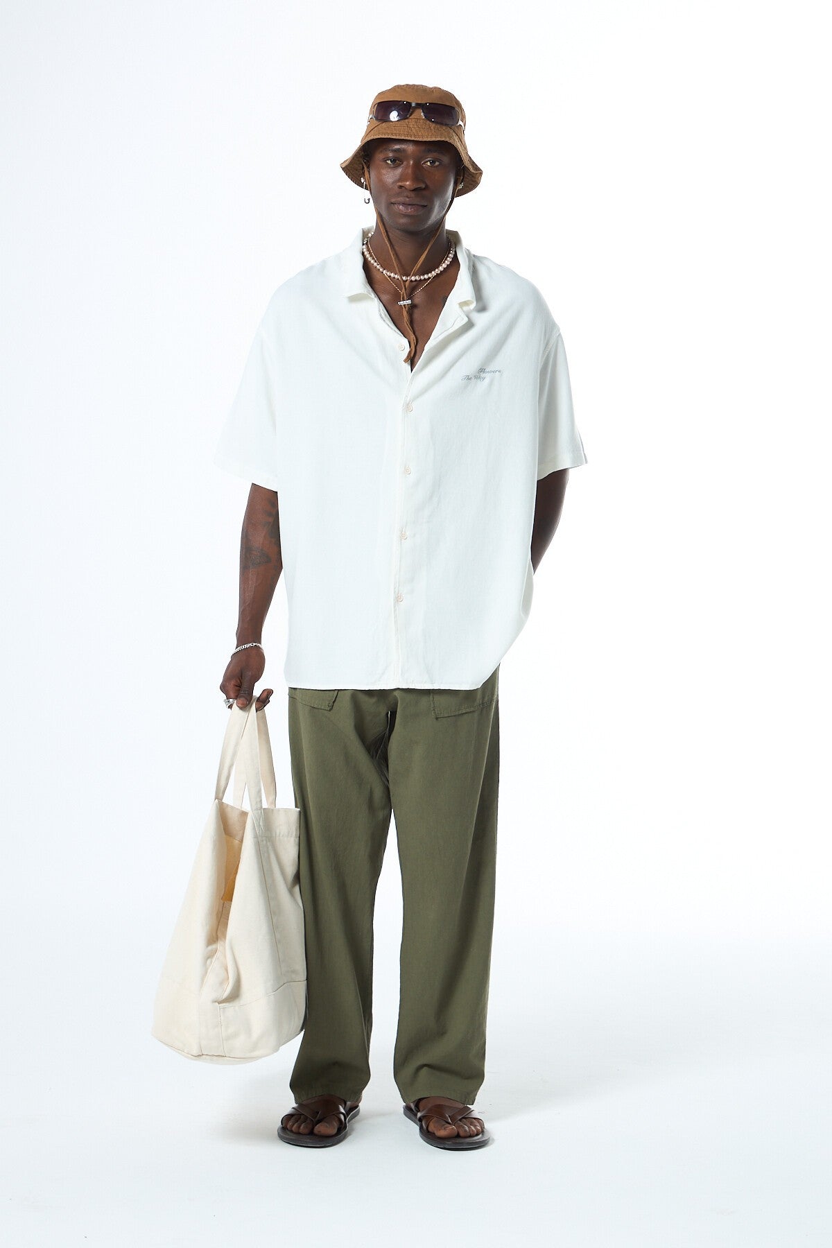 Oversized Short-Sleeve Shirt with Back Print, No Pockets, Washed Finish