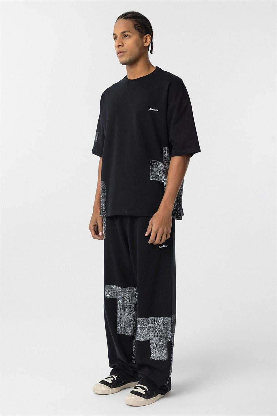 Oversized Sweatsuit Set with Ethnic Patterns