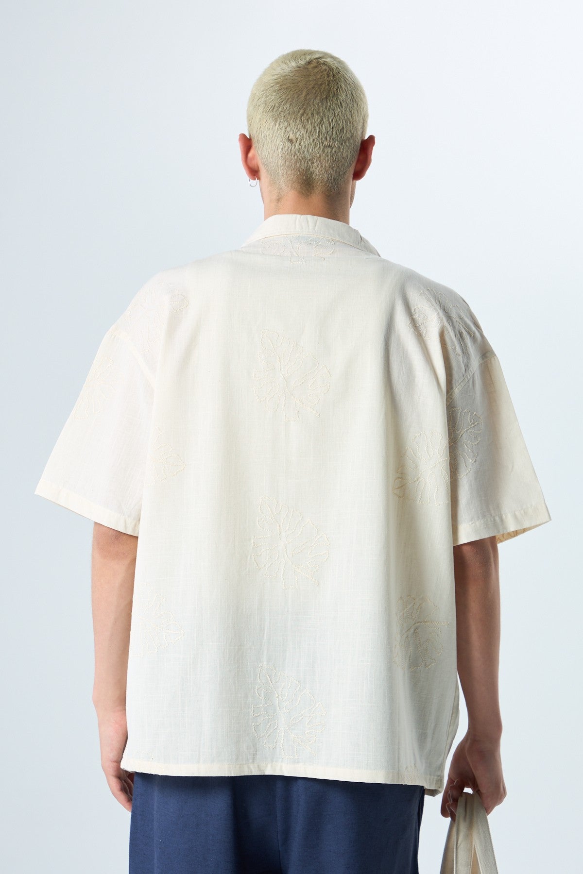 Oversized Linen Shirt with Embroidery Details