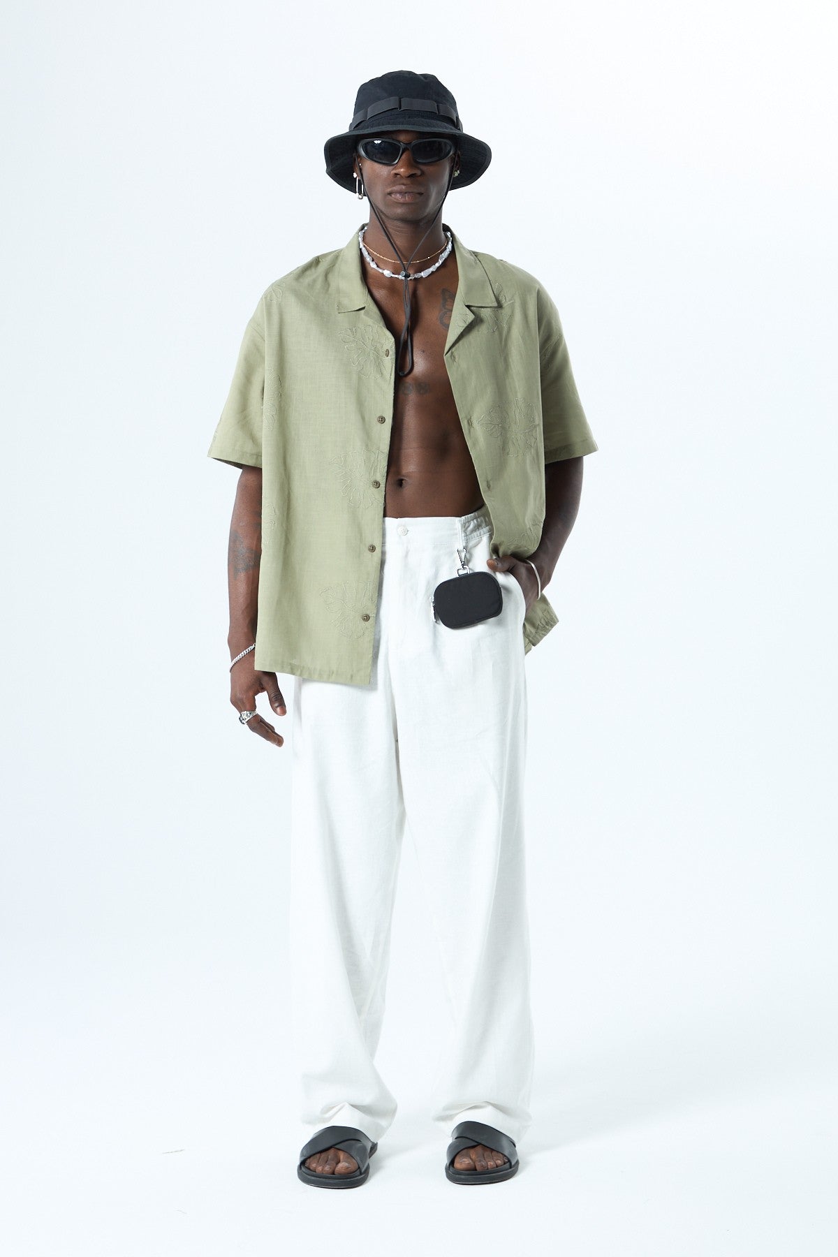 Oversized Linen Shirt with Embroidery Details