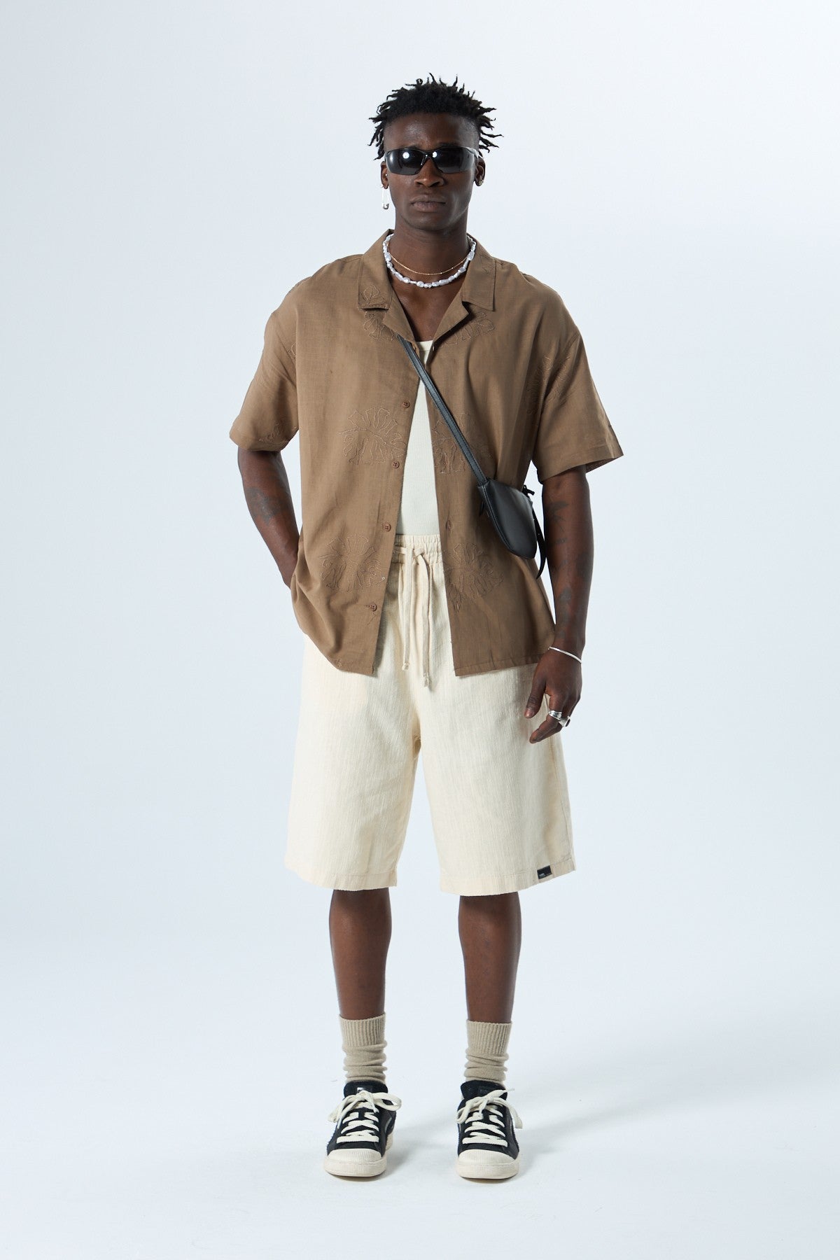 Oversized Linen Shirt with Embroidery Details