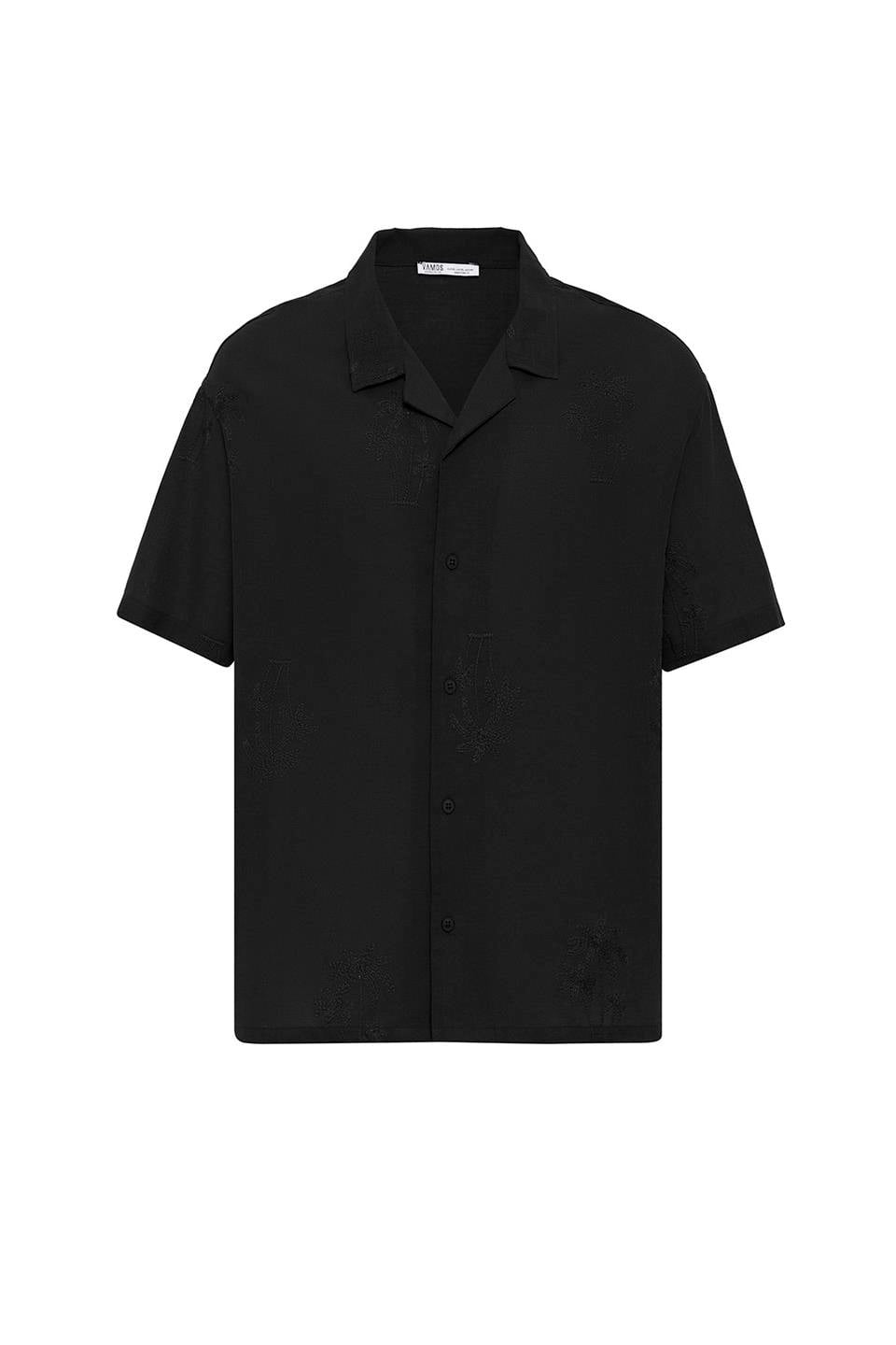 Oversized Short-Sleeve Shirt with Embroidery Details