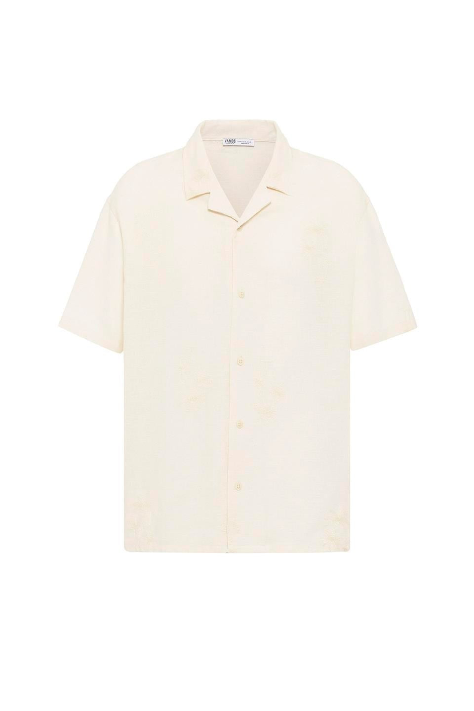 Oversized Short-Sleeve Shirt with Embroidery Details