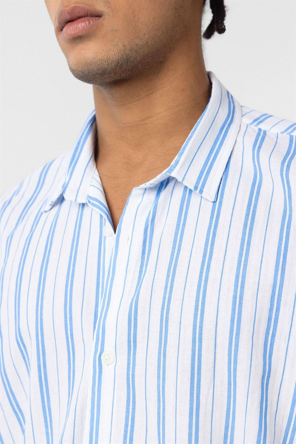 Striped Long-Sleeved Oversized Linen Shirt