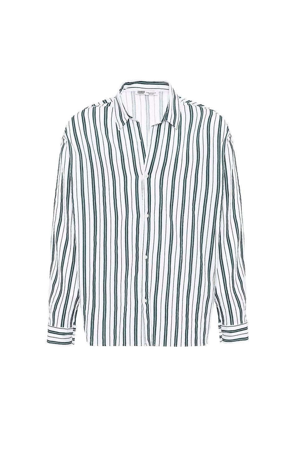 Striped Long-Sleeved Oversized Linen Shirt
