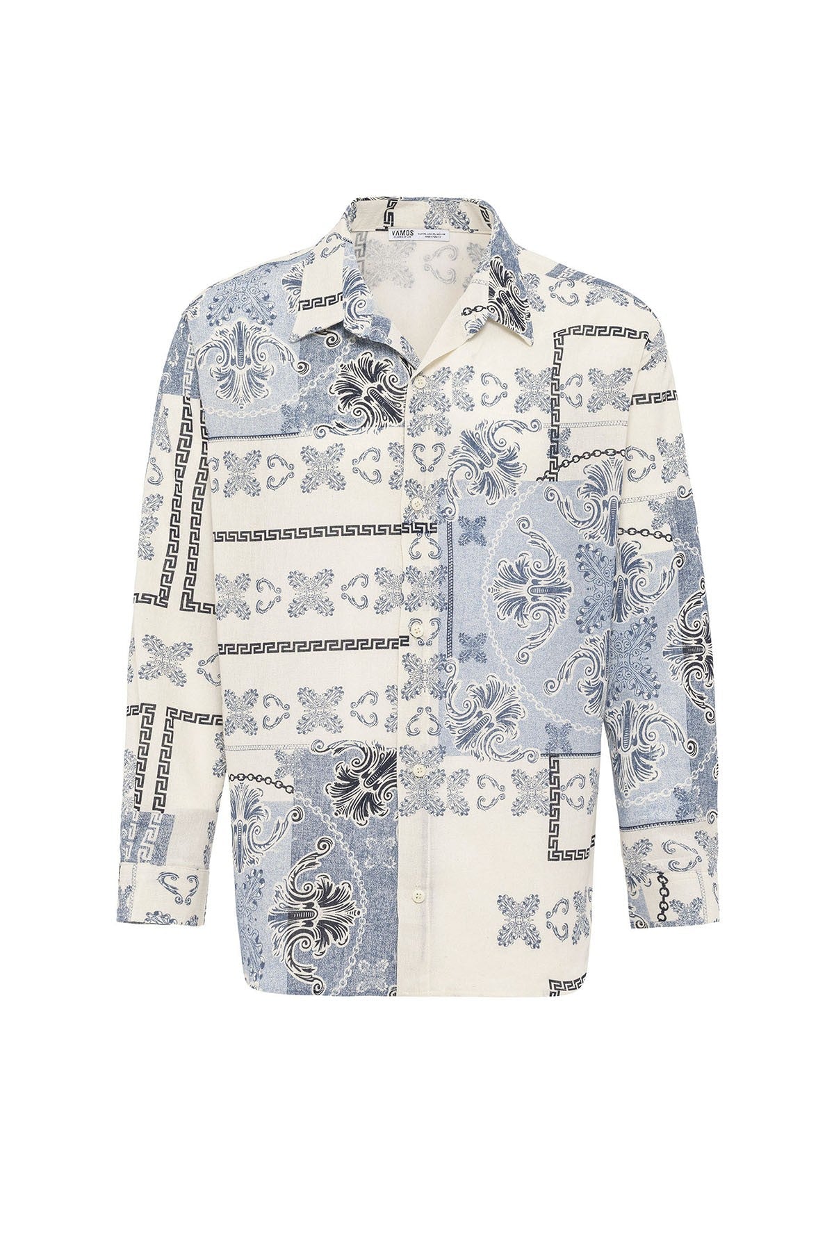 Oversized Shirt with Ethnic Patterns