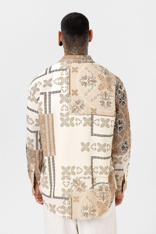 Oversized Shirt with Ethnic Patterns