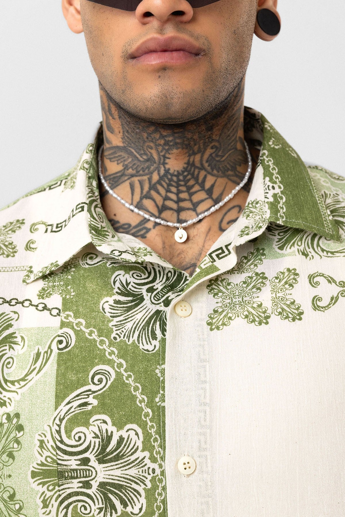 Oversized Shirt with Ethnic Patterns