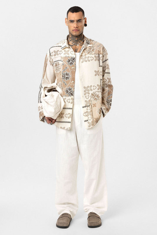Oversized Shirt with Ethnic Patterns