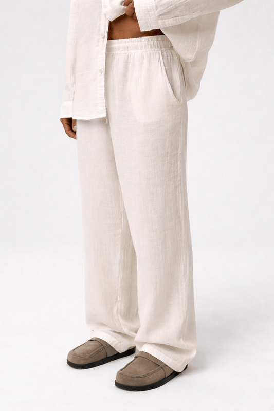 Baggy-Fit Muslin Linen Pants