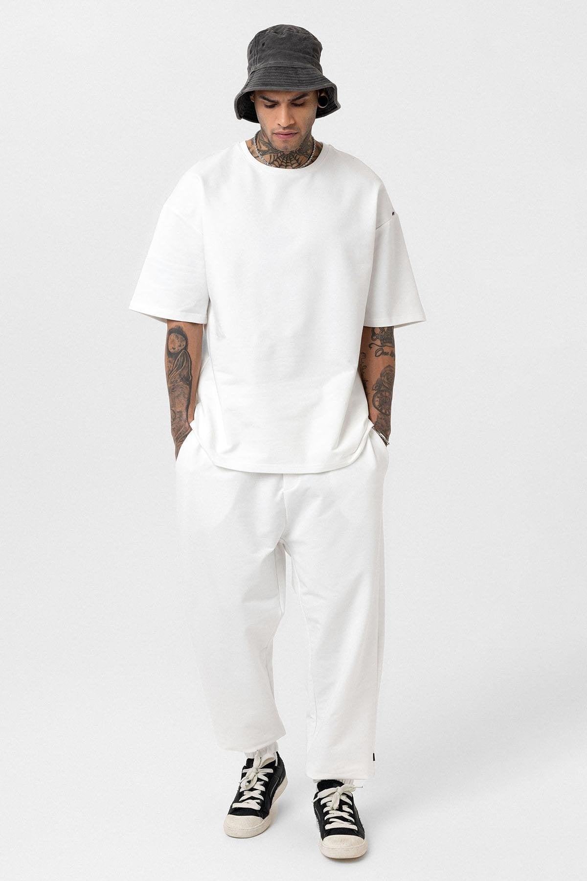 Basic Oversized Sweatsuit Set with Elastic Cuffs