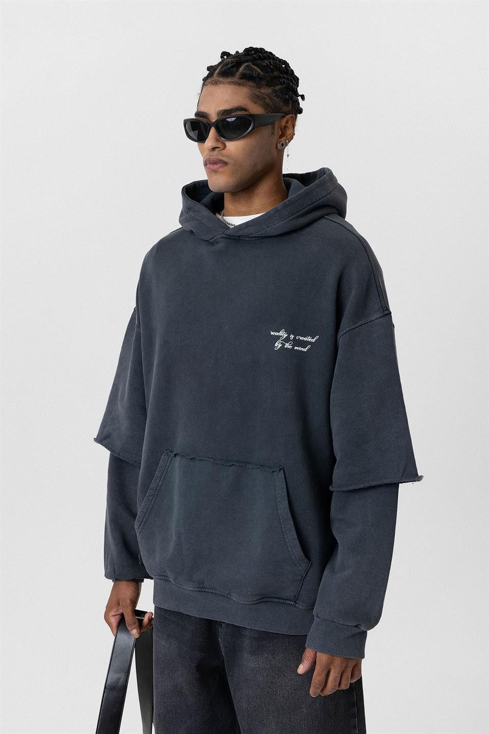 Oversized Printed Sweatshirt with Sleeve Details