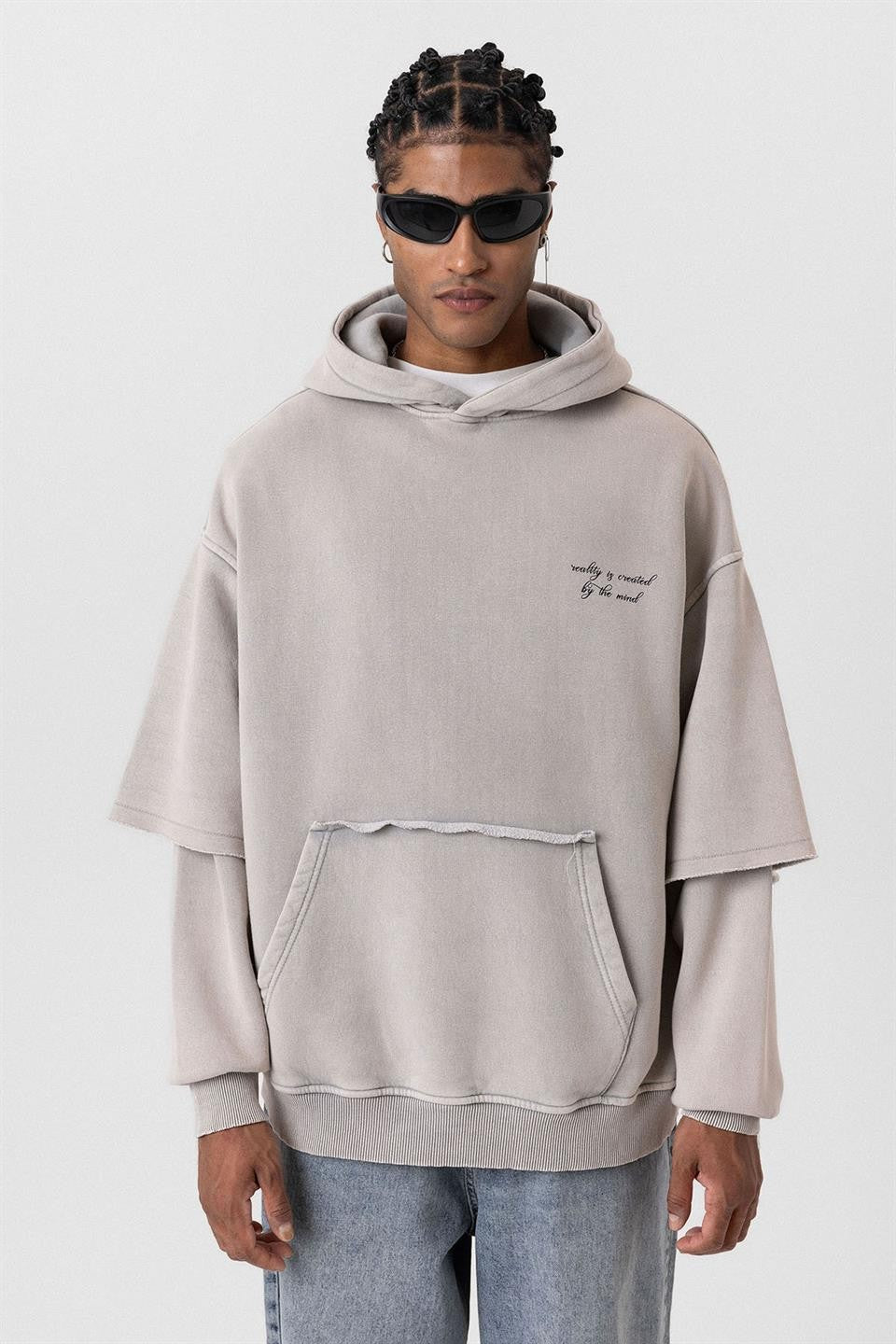 Oversized Printed Sweatshirt with Sleeve Details