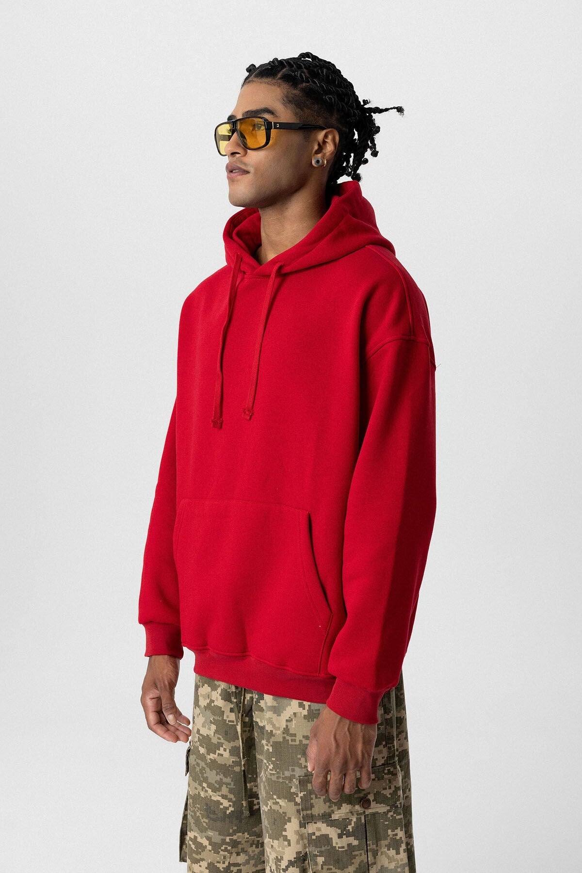 Basic Oversized Hooded Sweatshirt with Pockets