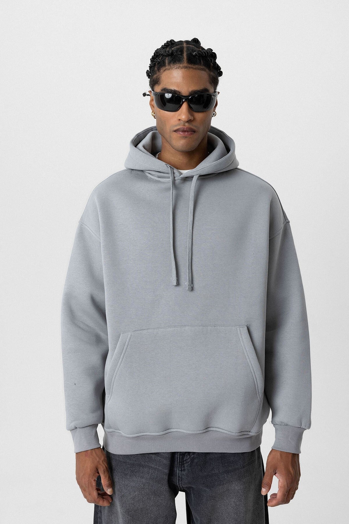Basic Oversized Hooded Sweatshirt with Pockets