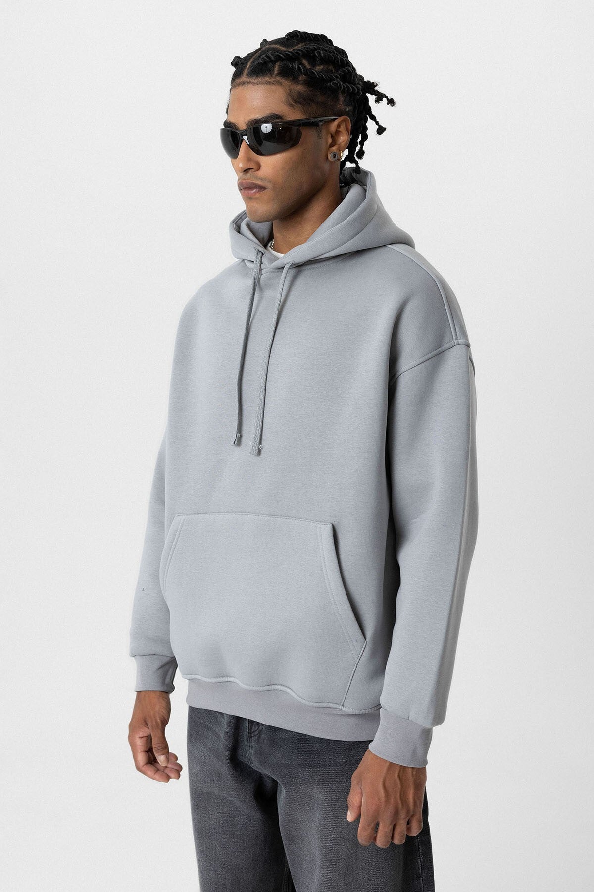 Basic Oversized Hooded Sweatshirt with Pockets