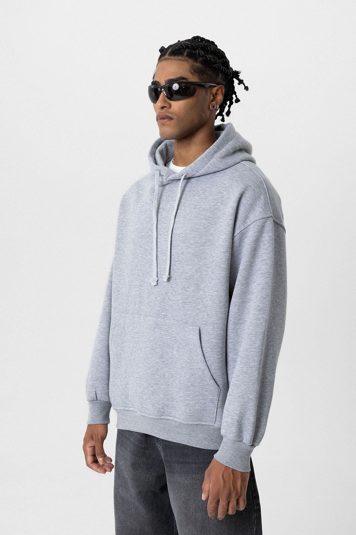 Basic Oversized Hooded Sweatshirt with Pockets