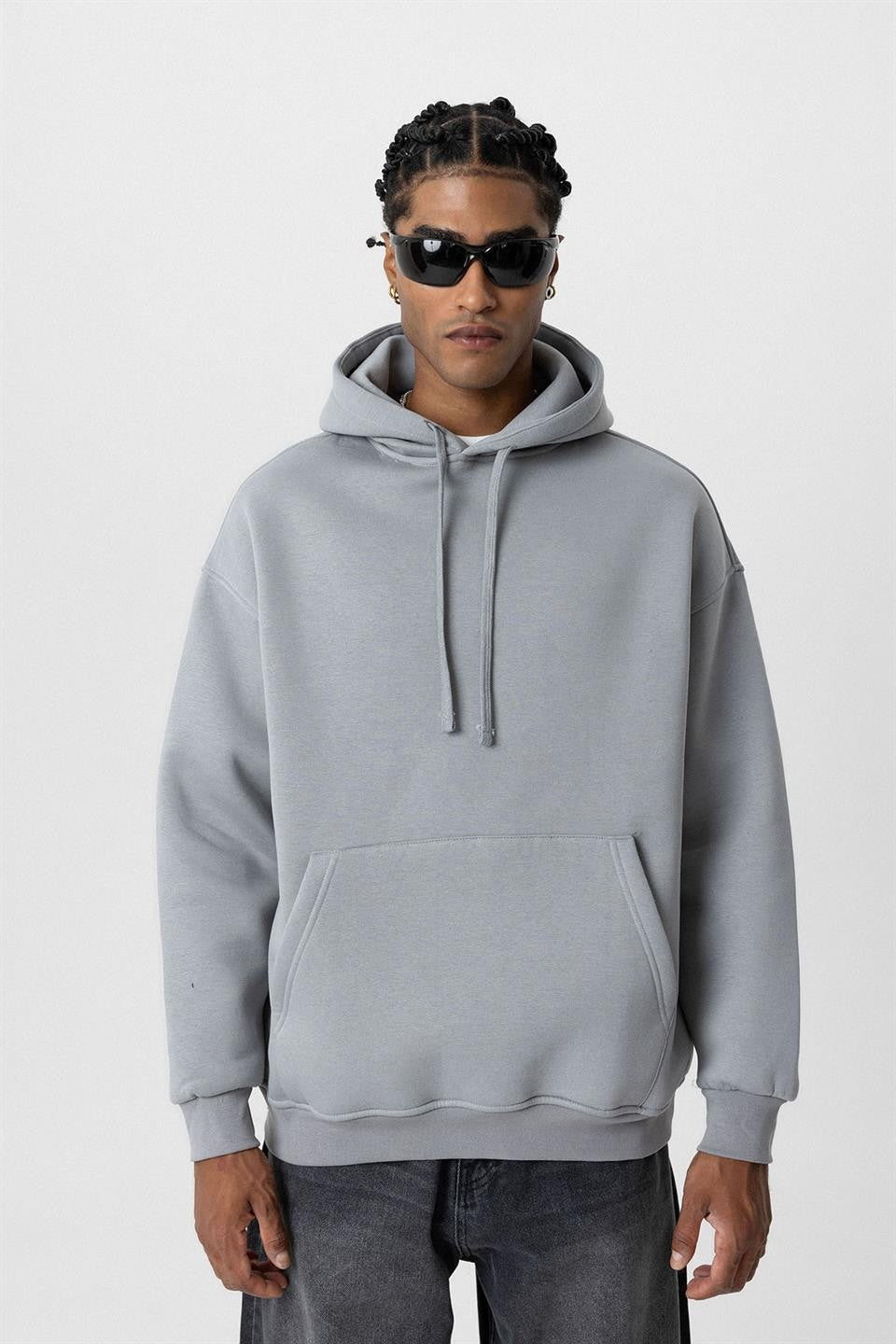 Basic Oversized Hooded Sweatshirt with Pockets
