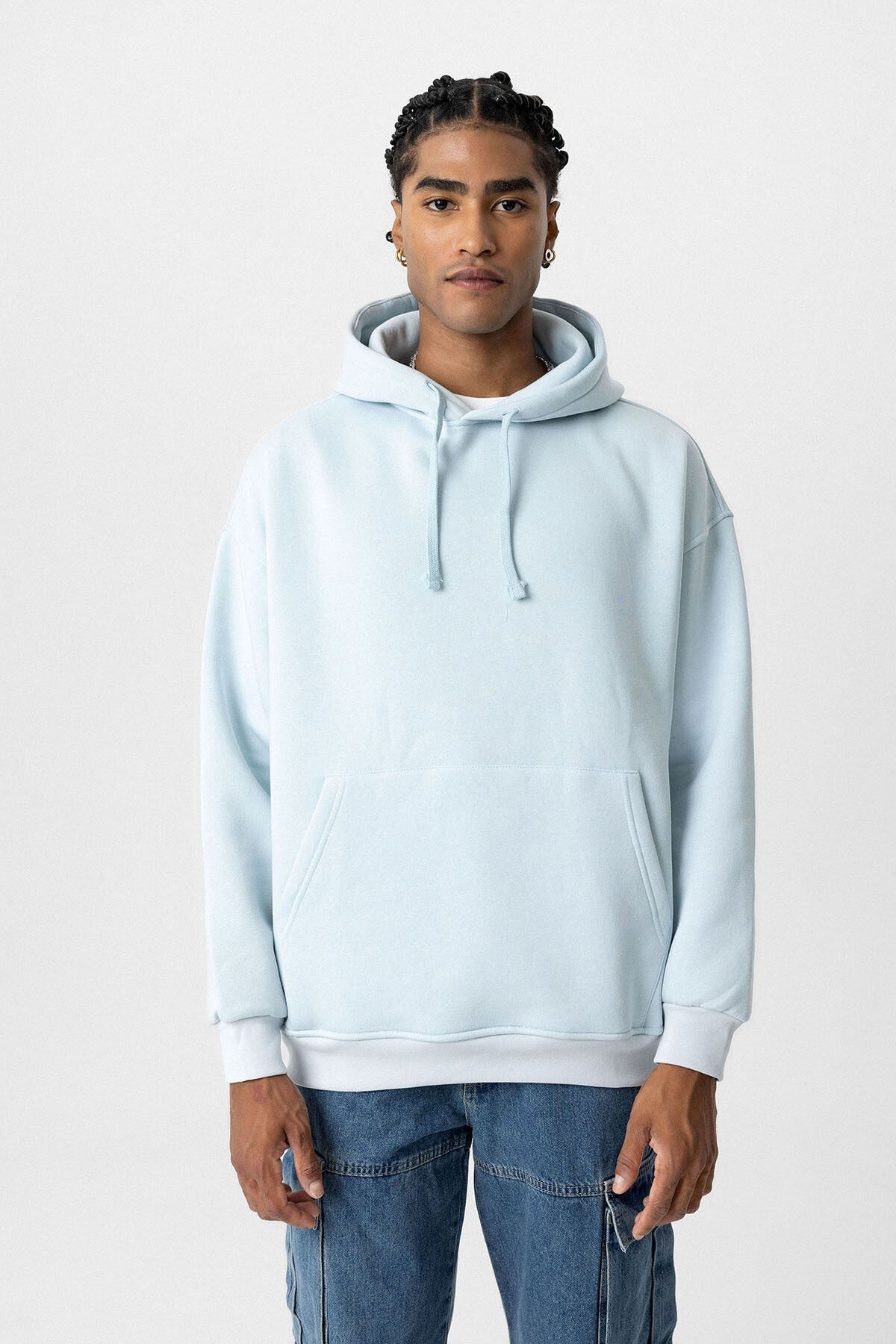 Basic Oversized Hooded Sweatshirt with Pockets