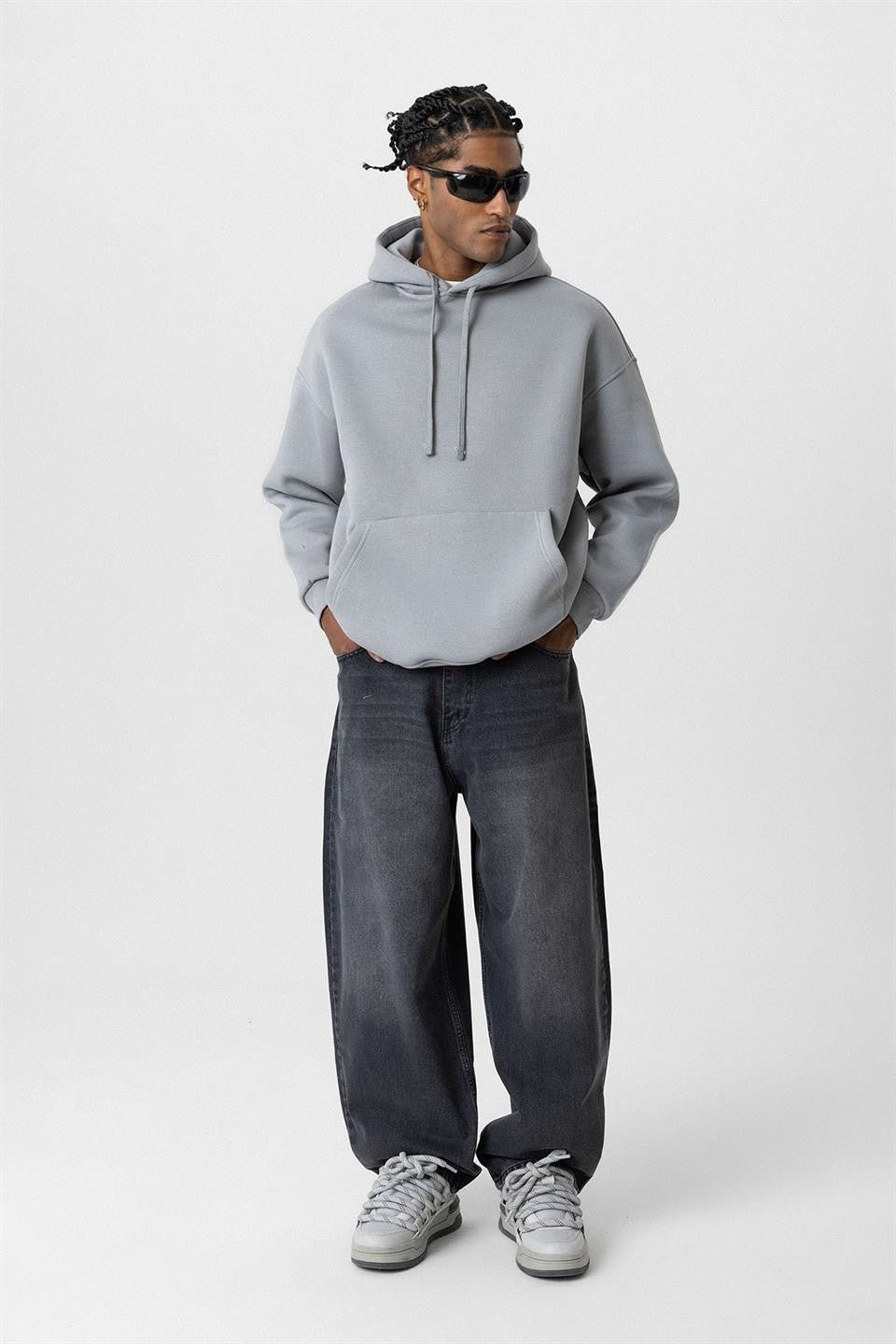 Basic Oversized Hooded Sweatshirt with Pockets