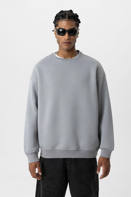 Basic Oversized Crew-Neck Sweatshirt