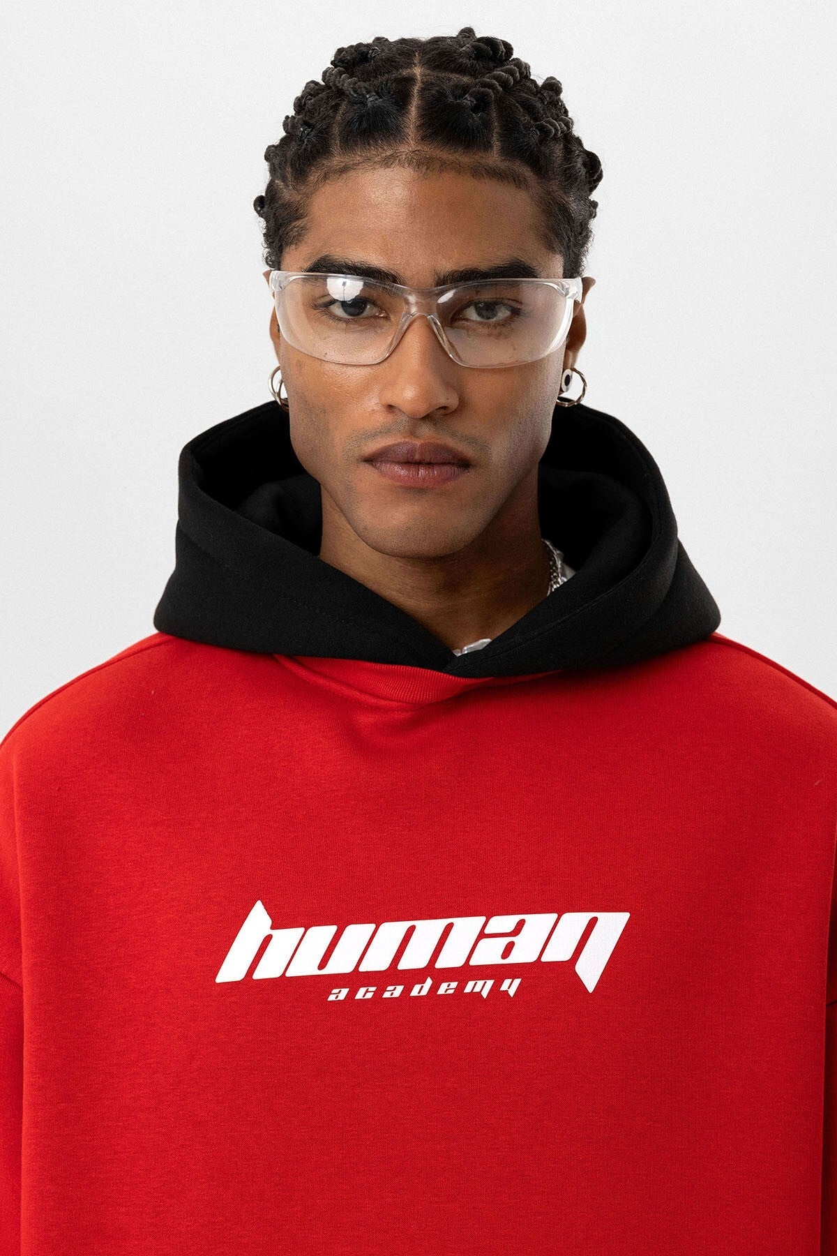 Oversized Sweatshirt with Printed Double-Sleeve Detail
