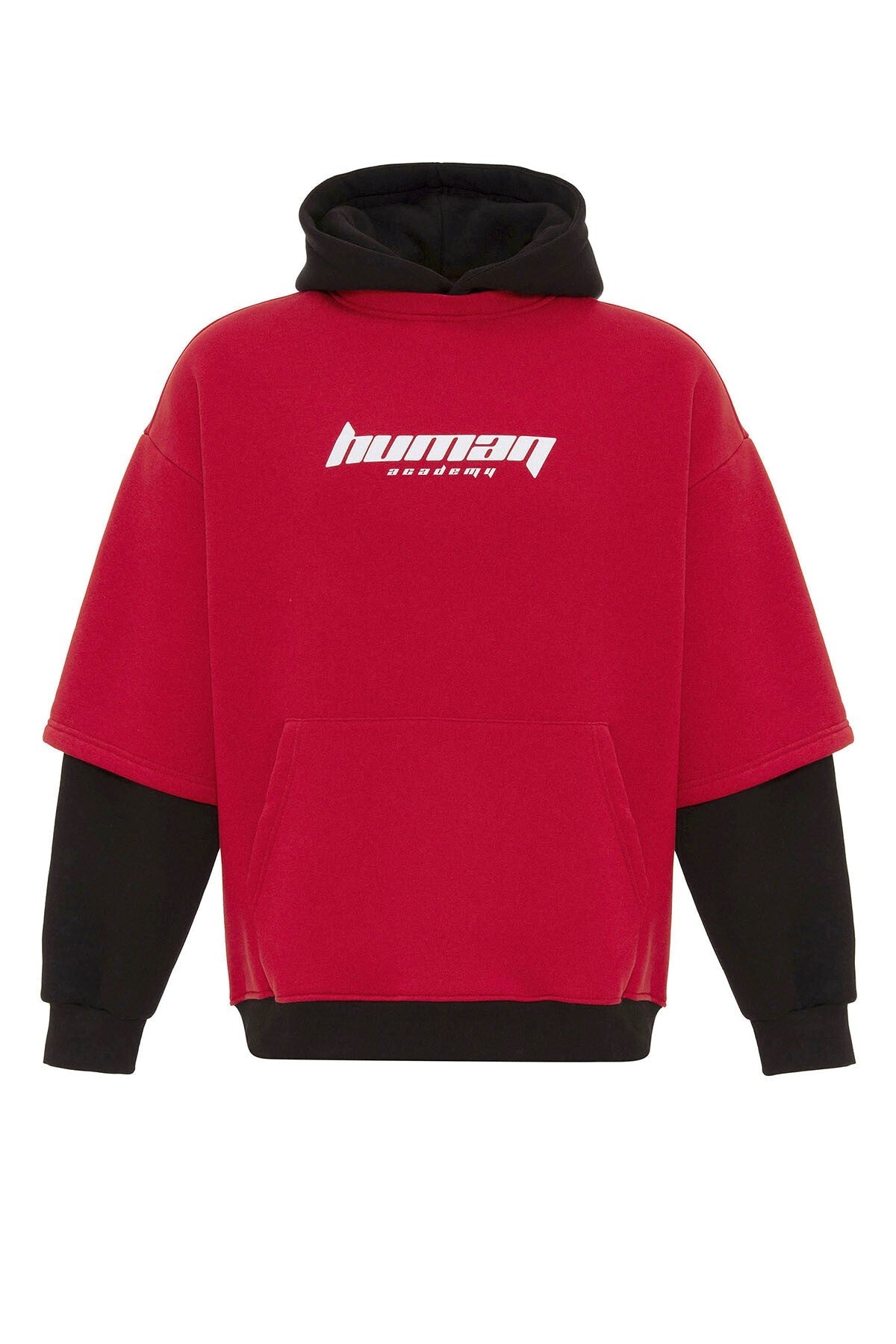 Oversized Sweatshirt with Printed Double-Sleeve Detail