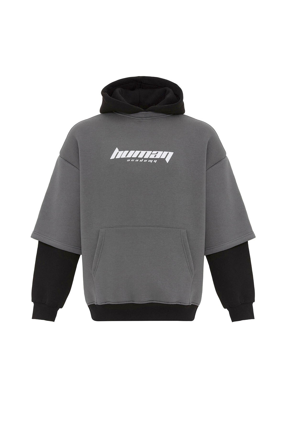 Oversized Sweatshirt with Printed Double-Sleeve Detail