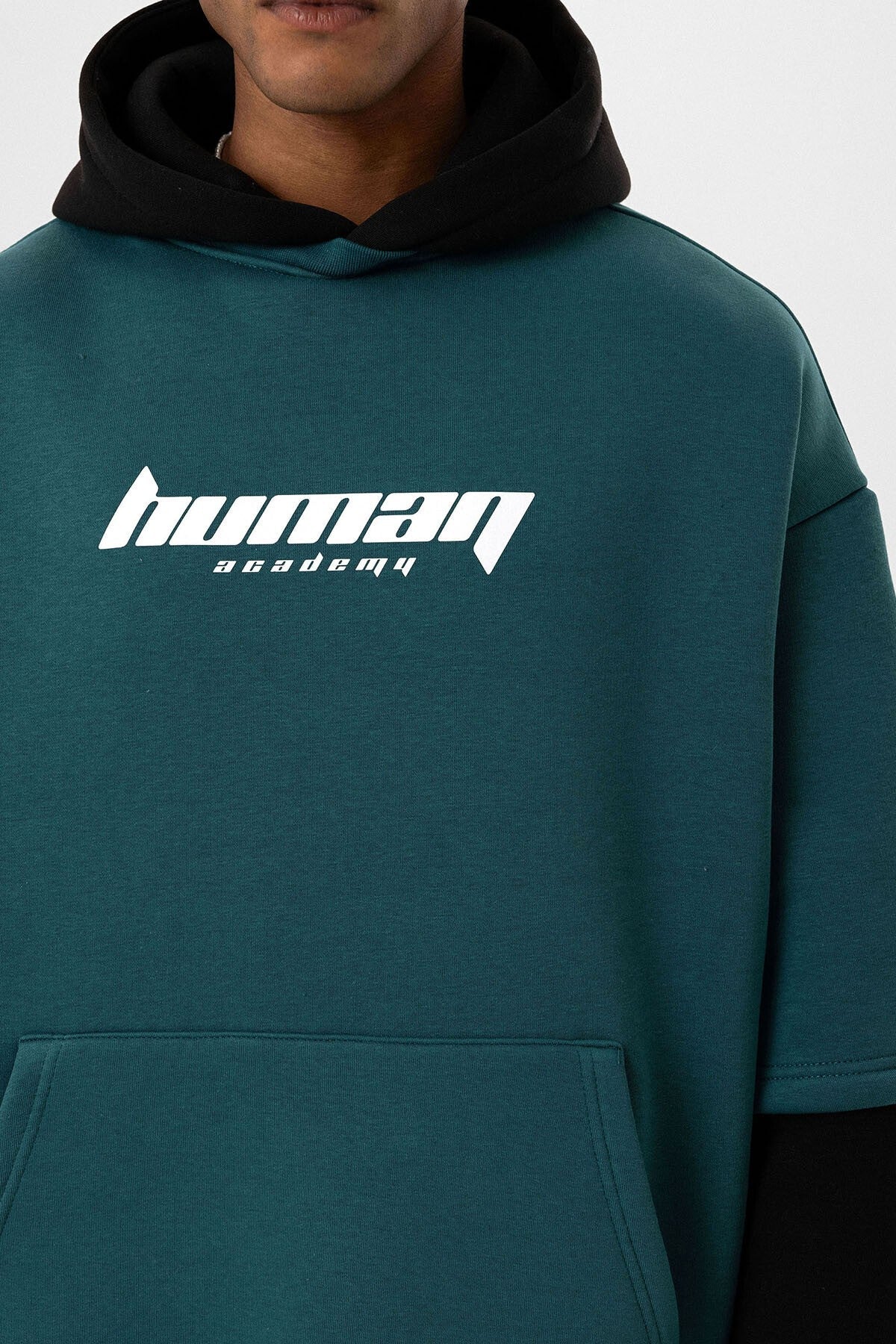 Oversized Sweatshirt with Printed Double-Sleeve Detail
