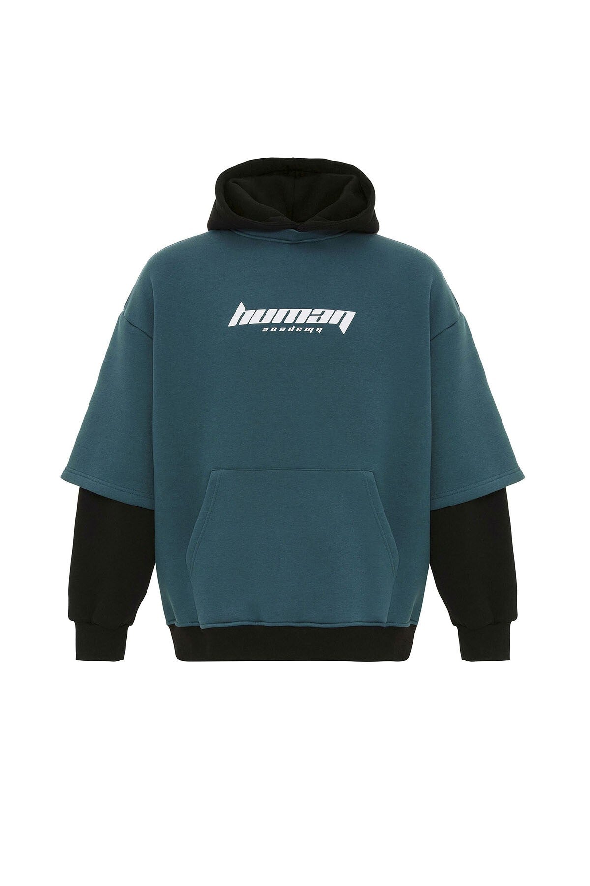 Oversized Sweatshirt with Printed Double-Sleeve Detail