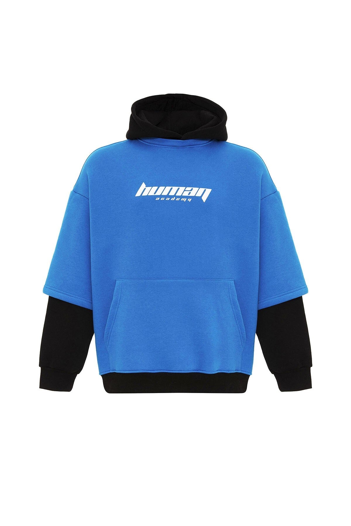 Oversized Sweatshirt with Printed Double-Sleeve Detail