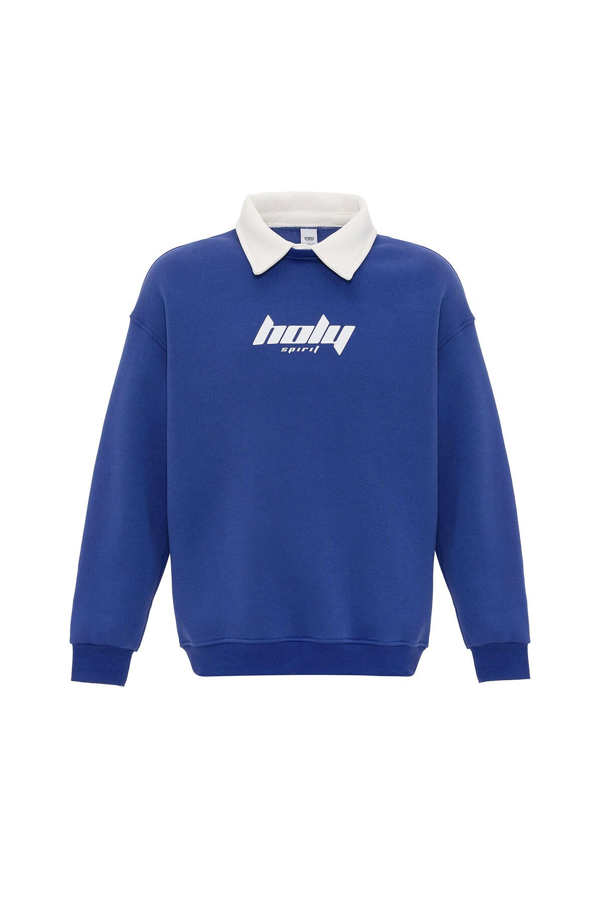 Oversized Printed Sweatshirt with a Polo Collar