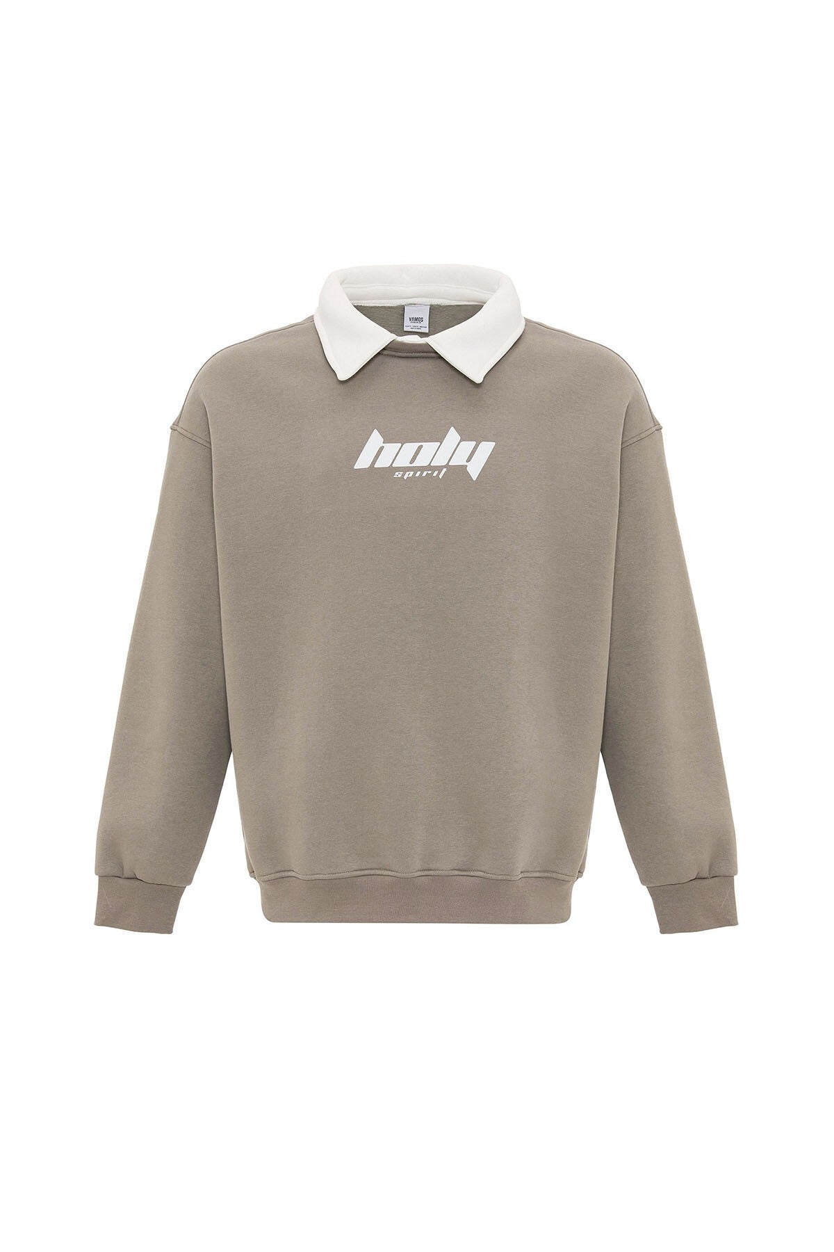 Oversized Printed Sweatshirt with a Polo Collar