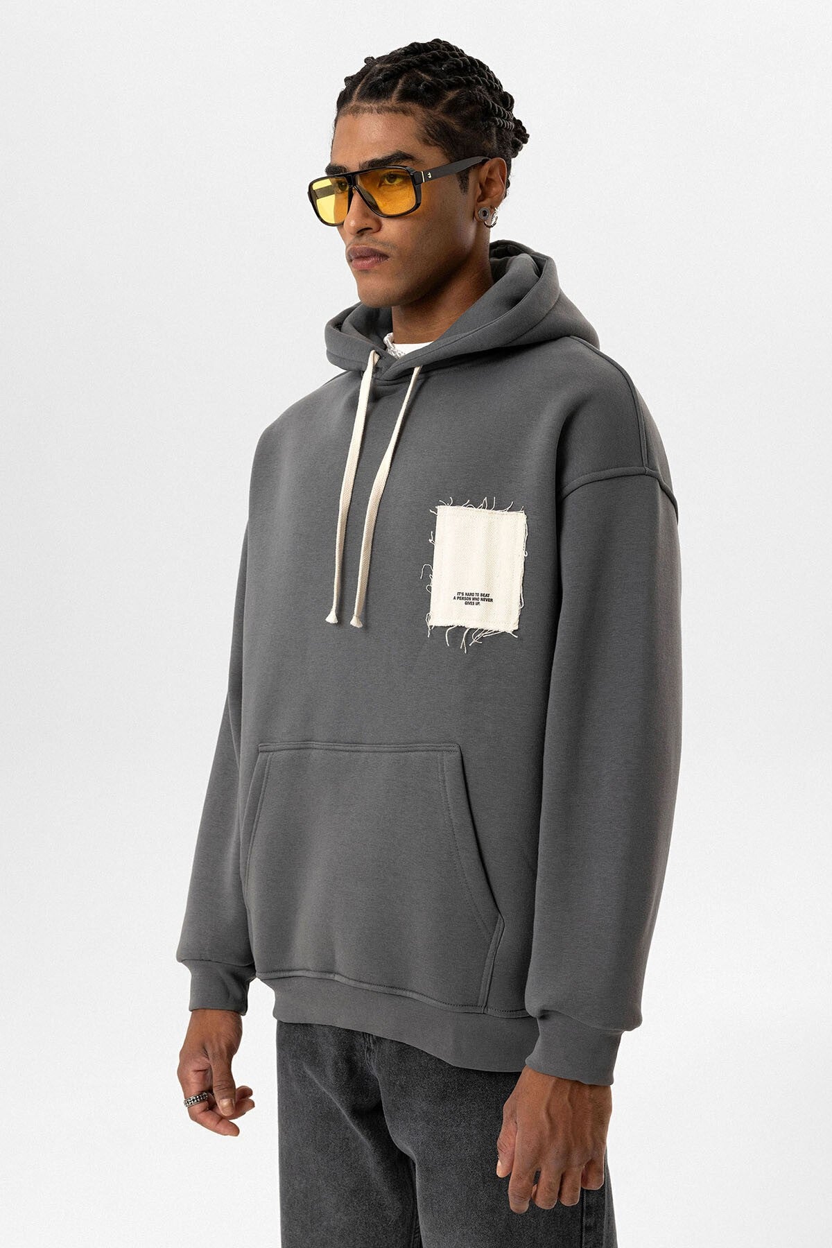 Label: Detailed Oversized Hooded Sweatshirt