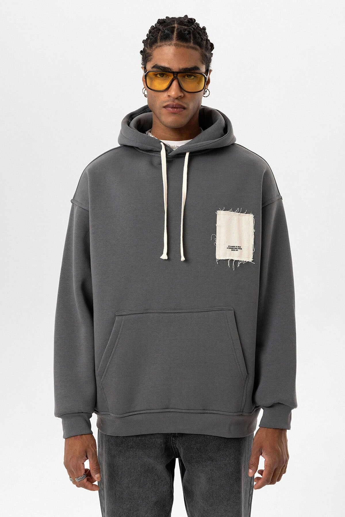 Label: Detailed Oversized Hooded Sweatshirt