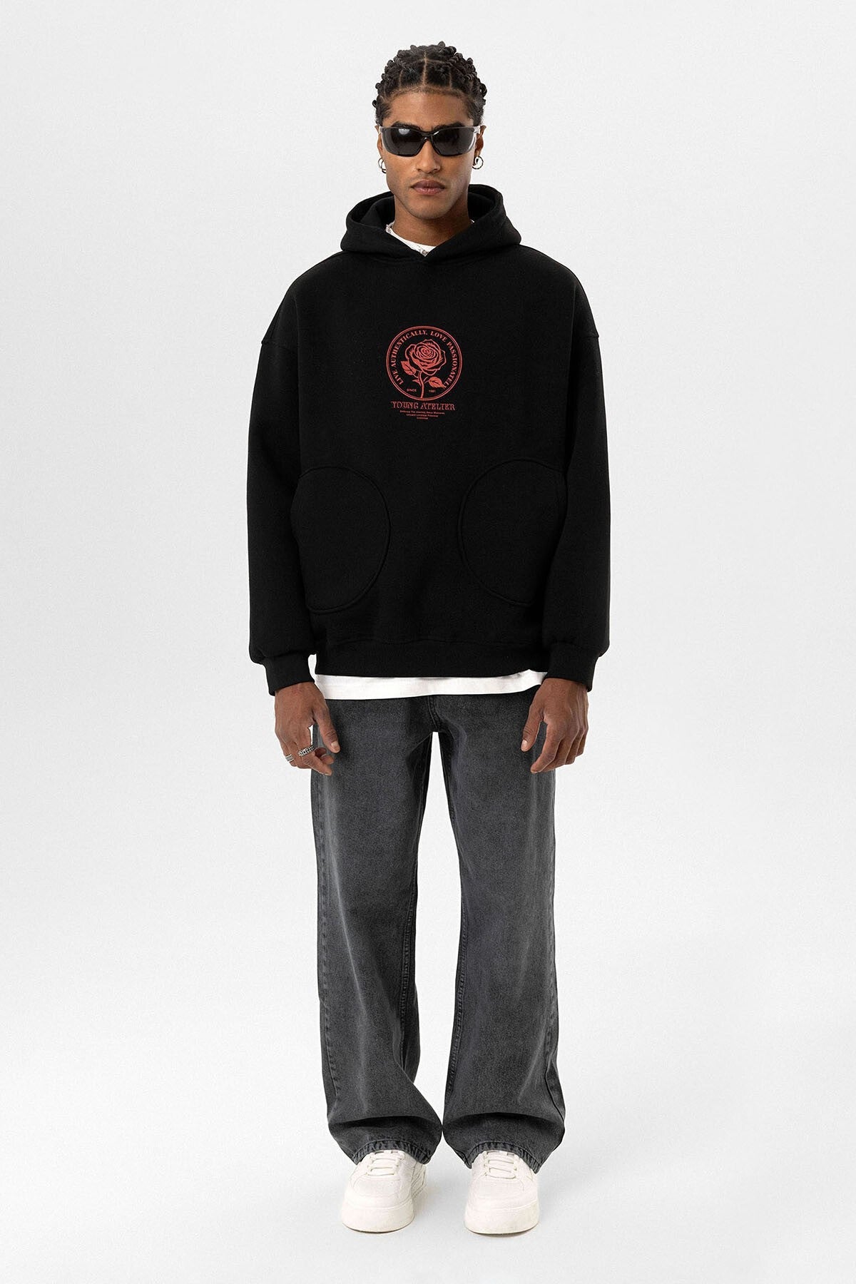 Oversized Sweatshirt with Detailed Pocket Print