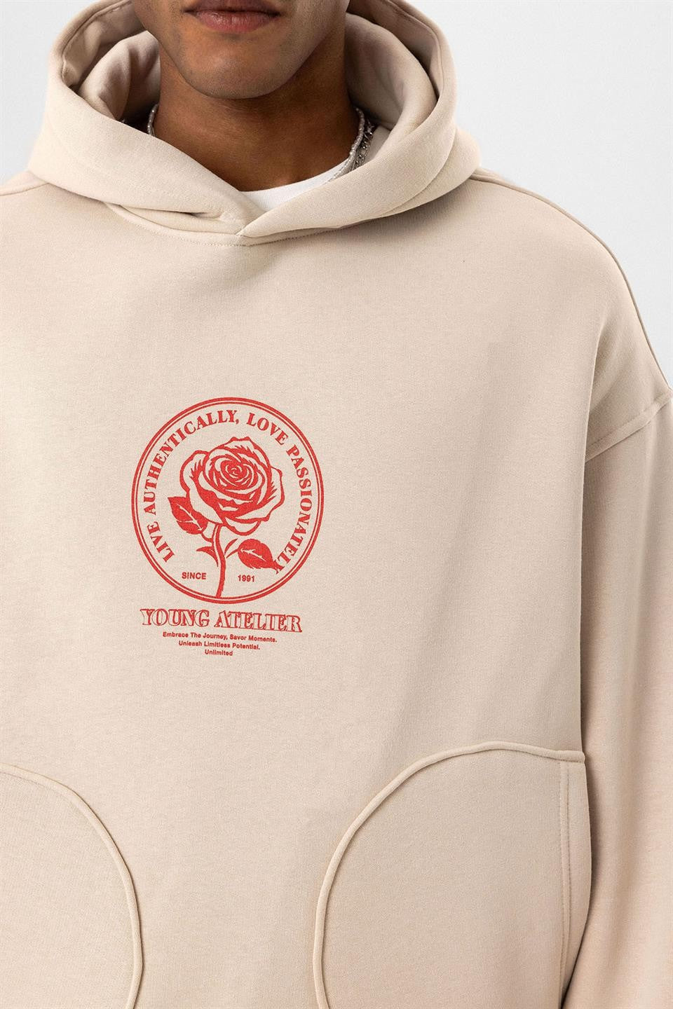 Oversized Sweatshirt with Detailed Pocket Print