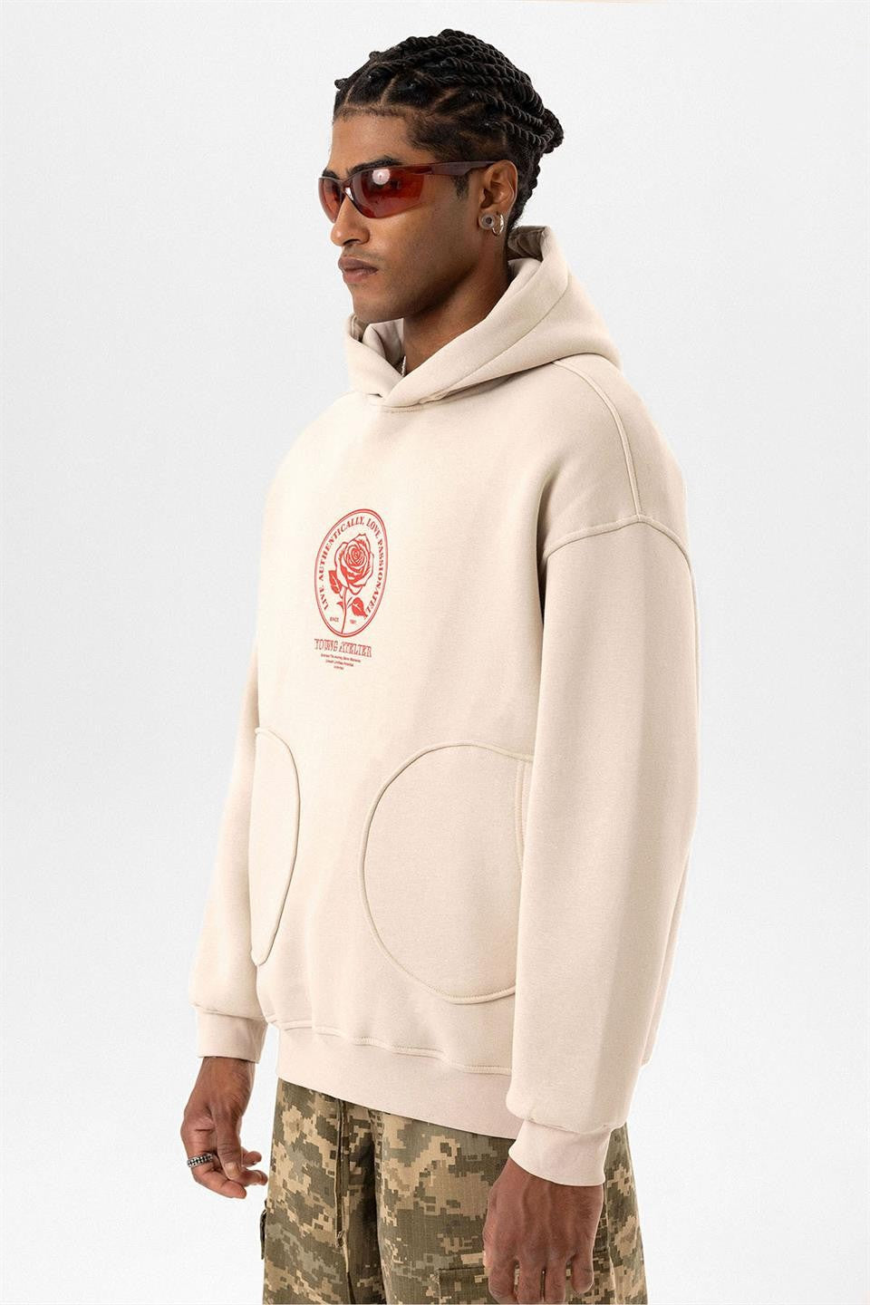 Oversized Sweatshirt with Detailed Pocket Print