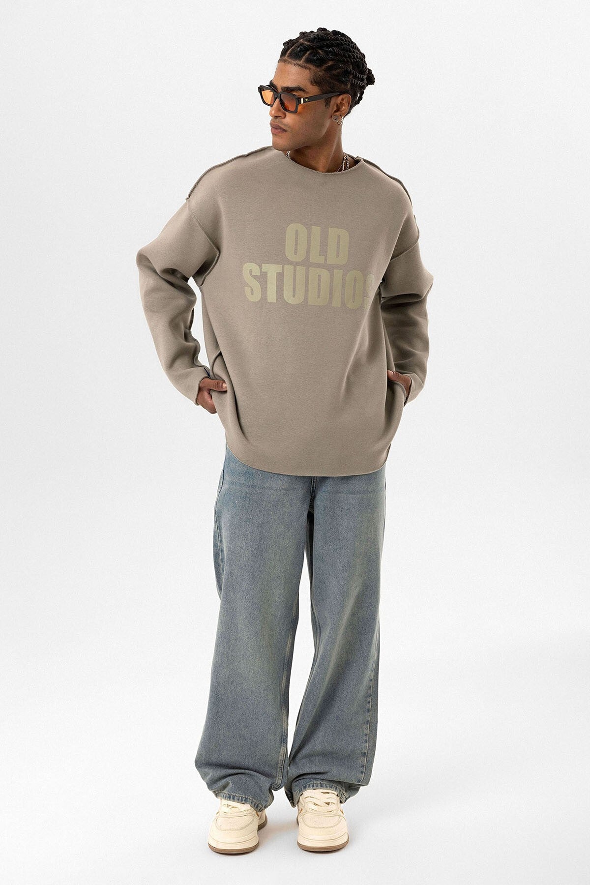 Oversized Sweatshirt with Stitching Details