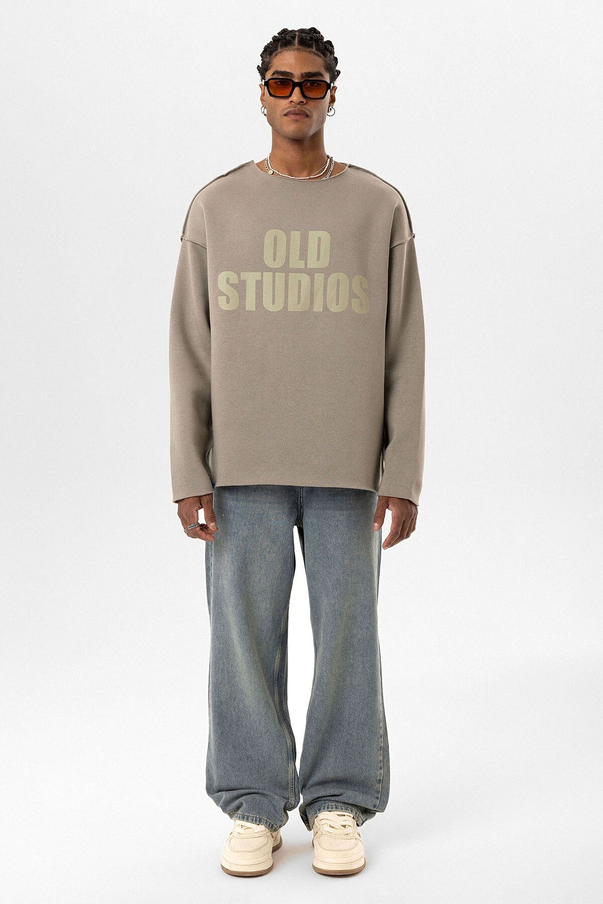 Oversized Sweatshirt with Stitching Details