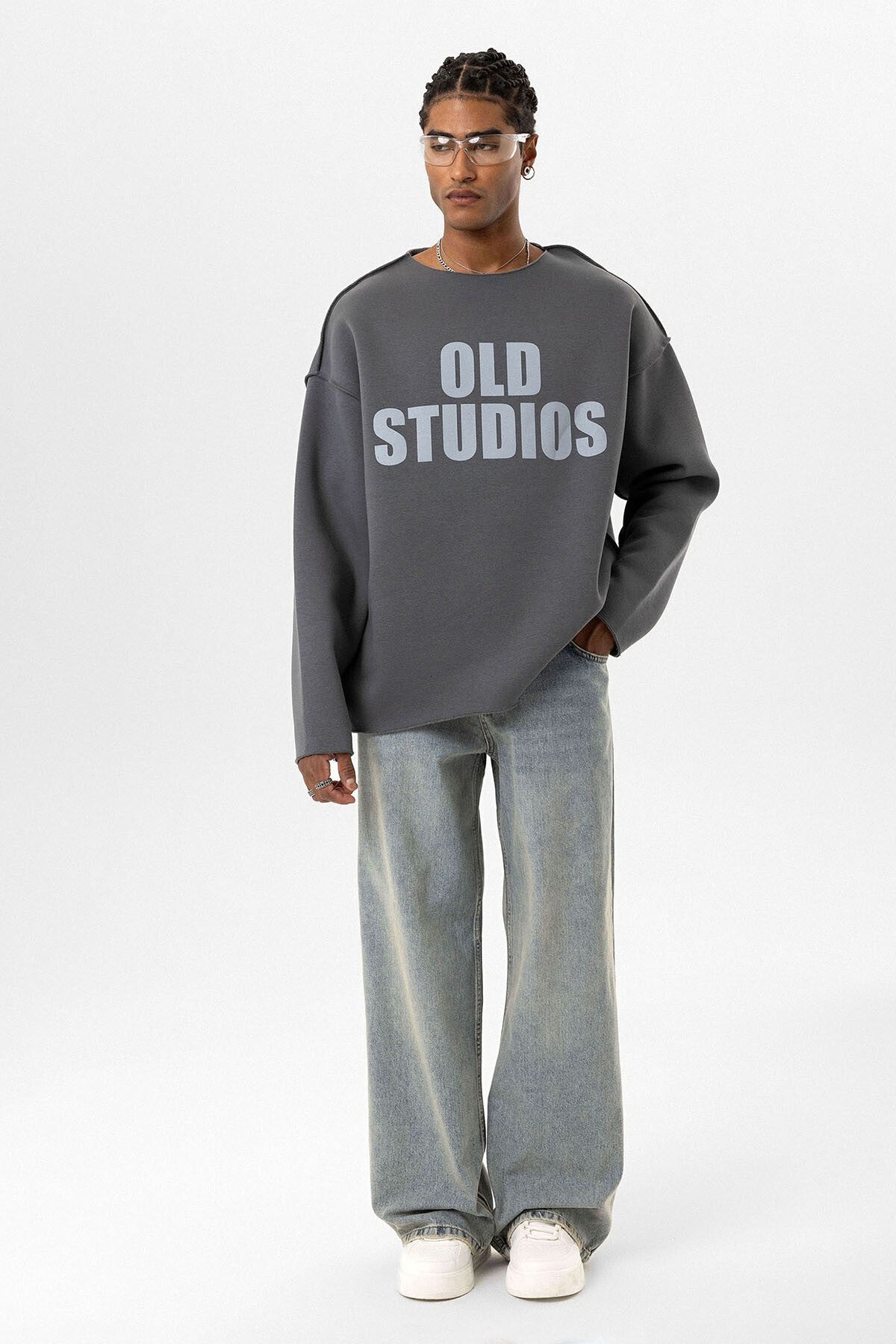 Oversized Sweatshirt with Stitching Details