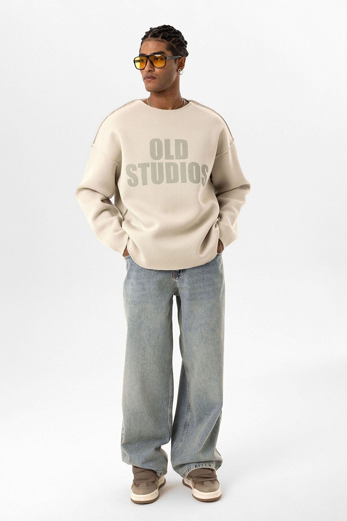 Oversized Sweatshirt with Stitching Details