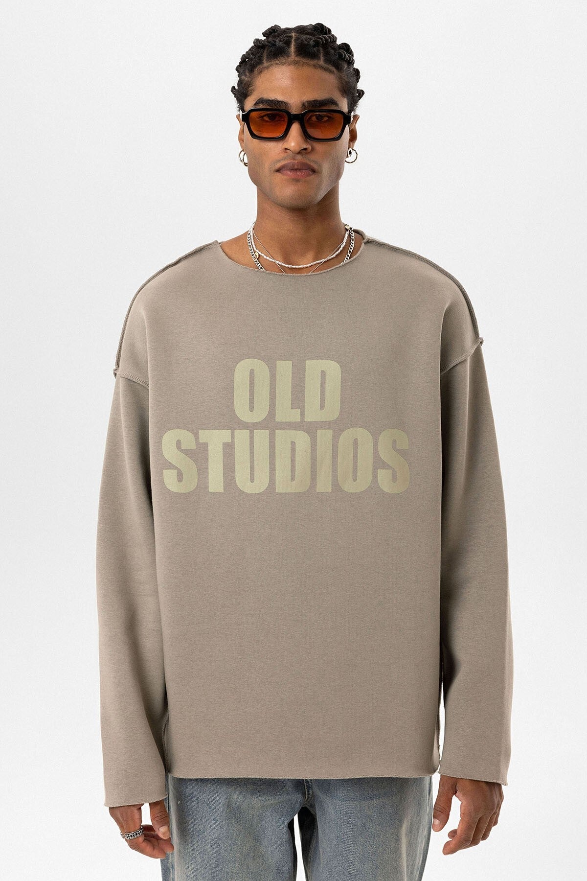 Oversized Sweatshirt with Stitching Details